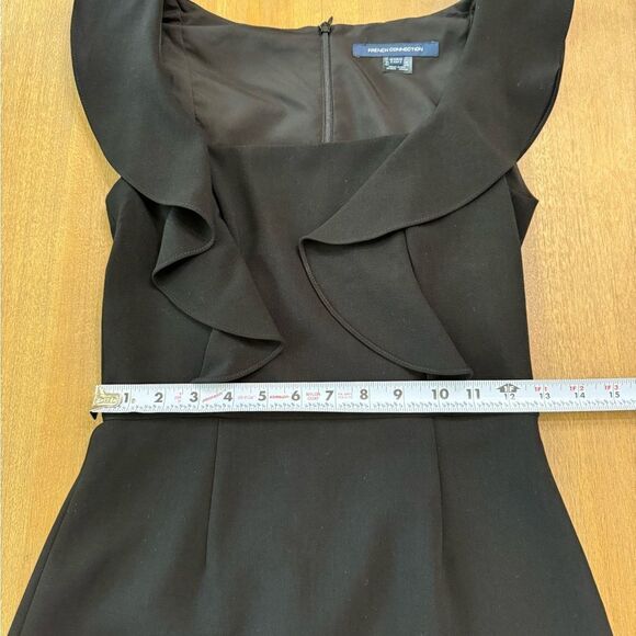 French Connection Whisper Ruffle V-Neck‎ Dress Black Size 2 - Picture 5 of 10